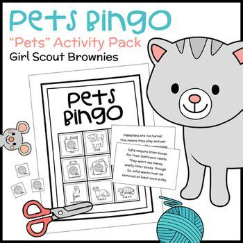 Pet badge book to your troop leader to earn your pet badge! Pets Bingo - Girl Scout Brownies - "Pets" Activity Pack ...