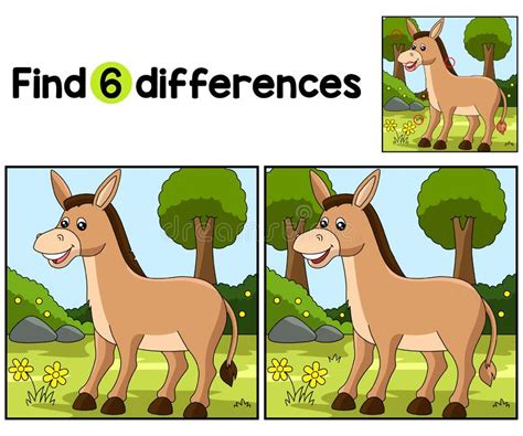 Donkey Farm Find The Differences Stock Vector Illustration Of Game