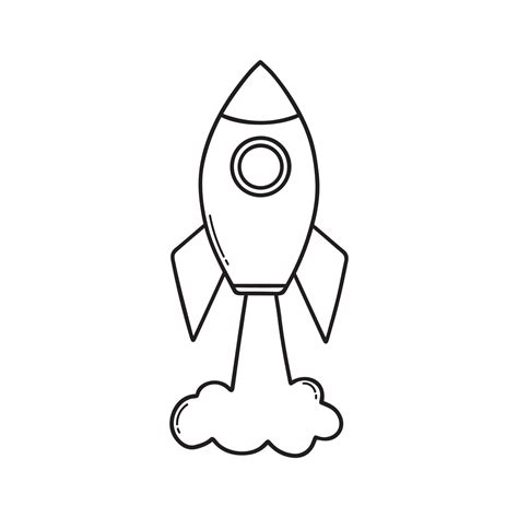 Rocket ship doodle icon. Startup symbol in sketch style. Hand drawn