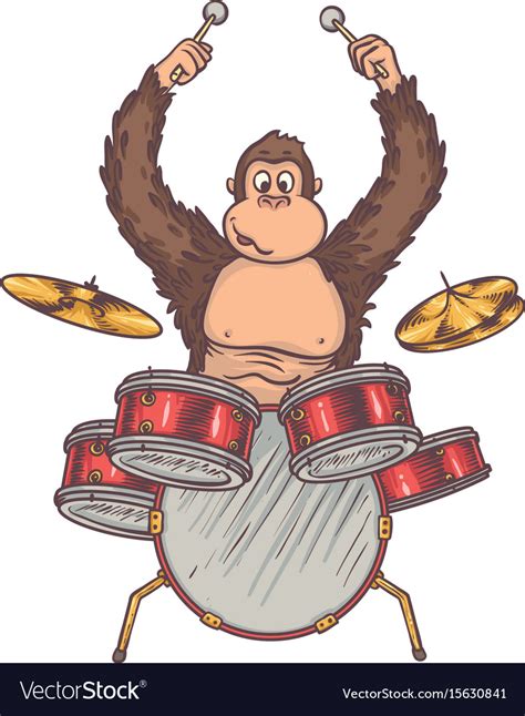Monkey And Drums Royalty Free Vector Image Vectorstock