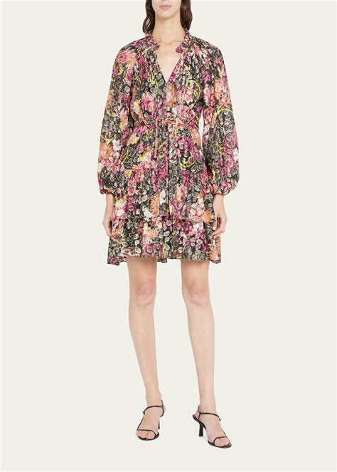 Kobi Halperin Alessi Tiered Floral Print Mini Dress Bergdorf Goodman