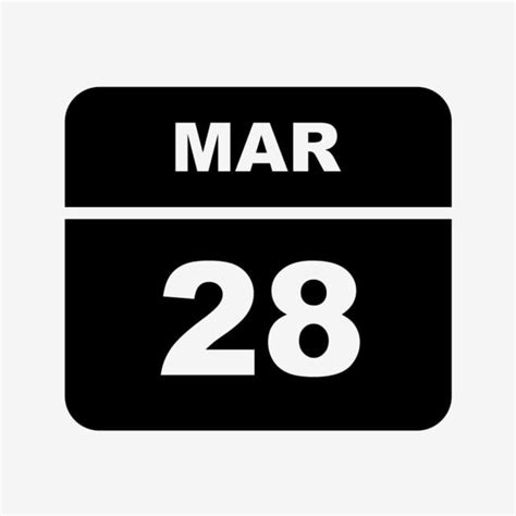 March 2023 Calendar Vector Png Images March 28th Date On A Single Day