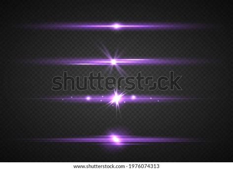 Purple Horizontal Lens Flares Pack Glowing Stock Vector Royalty Free