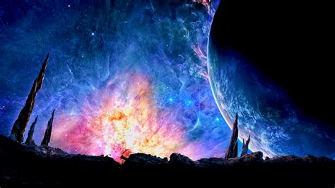 Papel De Parede Espaço Galáxia Planeta Fantasia Wallpaper Desktop