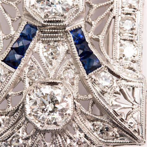 Edwardian Platinum Diamond Sapphire Pendant Brooch For Sale At 1stdibs