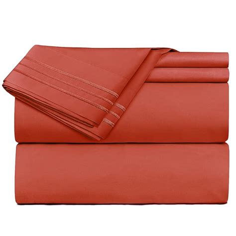 Flex Top King Size 4 Piece Sheets Orange Bed Sheet Set