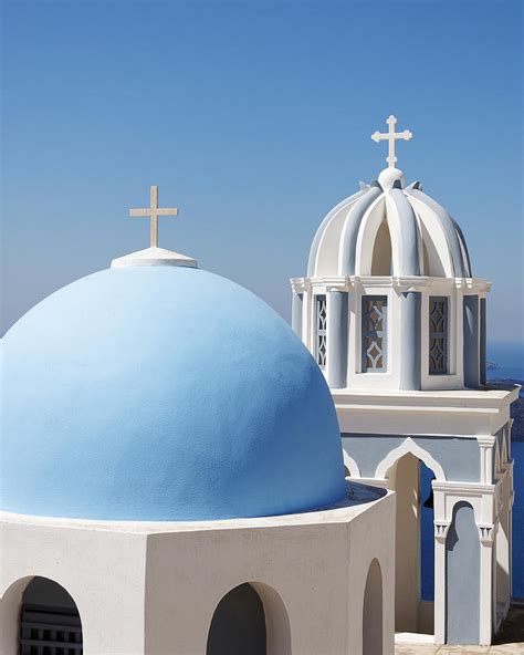 Dome And Bell Tower Greek Orthodox Church In Fira