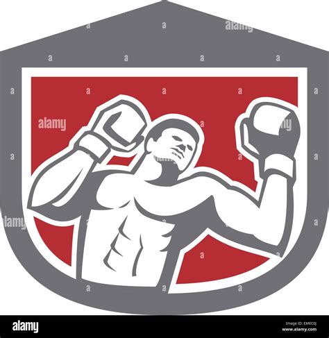 Boxer Punching Boxing Shield Retro Stock Vector Image And Art Alamy