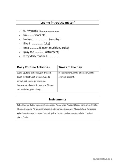 Introducing Yourself English Esl Worksheets Pdf And Doc