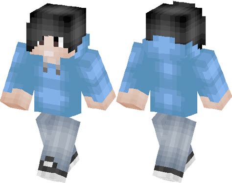 Black Hair Blue Hoodie Guy Minecraft Skin Minecraft Hub