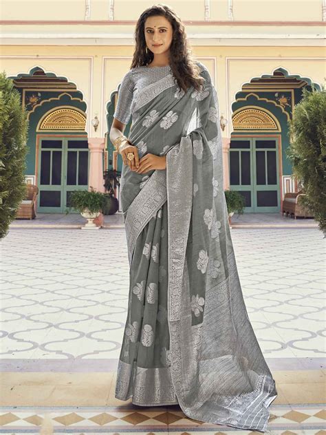 Grey Colour Silk Saree