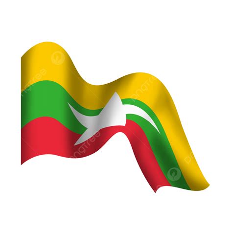 Myanmar Flag Clipart Hd Png Sweet Myanmar Flag Realistic With 3d