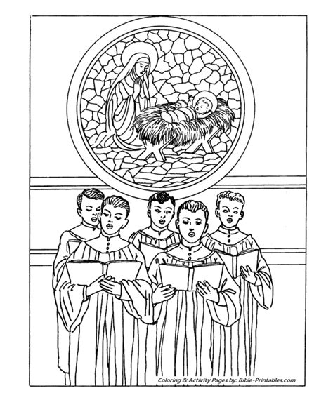 Classic Christmas Coloring Pages Boys Choir Singing In Church