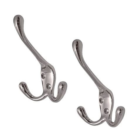 Polished Chrome Metal Triple Hat And Coat Hooks Homesmart