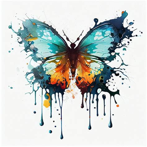 Premium Photo Flying Butterfly Watercolor Drawing Paint