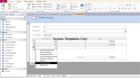 Microsoft Access Invoice Order Management Database Templates Access