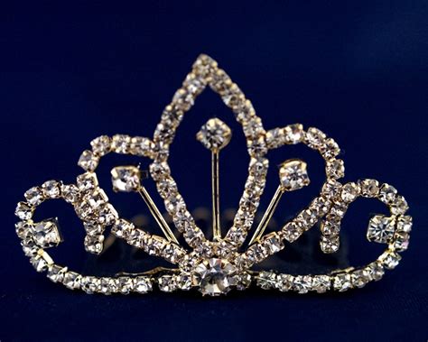 Gold Crystal Rhinestone Mini Tiara Pack Of 12 Tm034 Cb Flowers