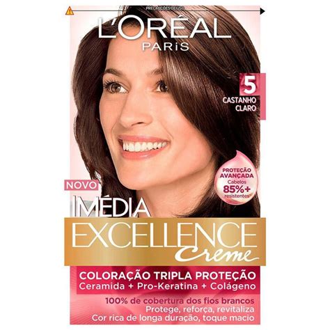 Tintura Permanente Imédia Excellence Creme Kit 53 Castanho Claro Dourado