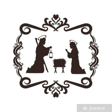 Fotomural José maria santa Feliz familia icono del marco de la Navidad. el diseño de aislados en ...