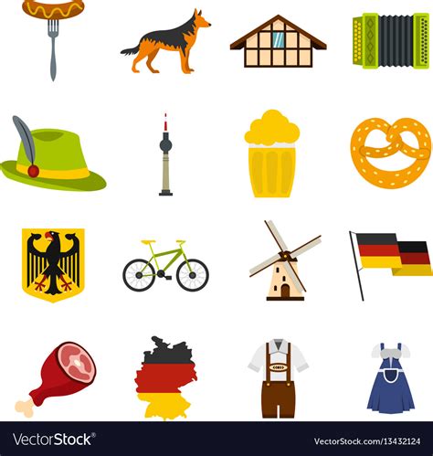 Germany Set Flat Icons Royalty Free Vector Image