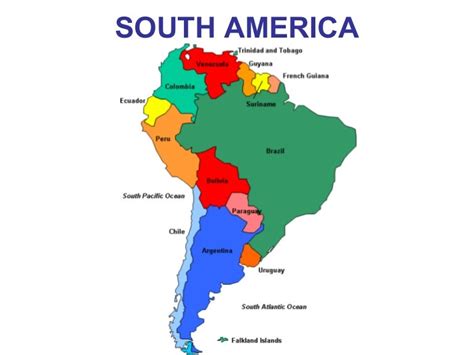 Map Of South America With Names World Map