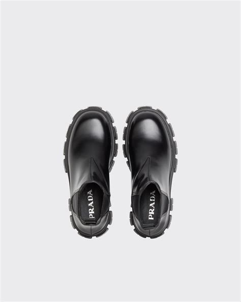 Black Monolith Brushed Leather Chelsea Boots Prada