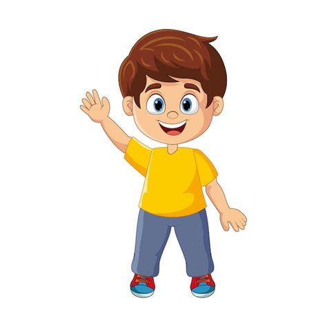 Premium Vector Vector Cartoon Cute Boy Waving Hand