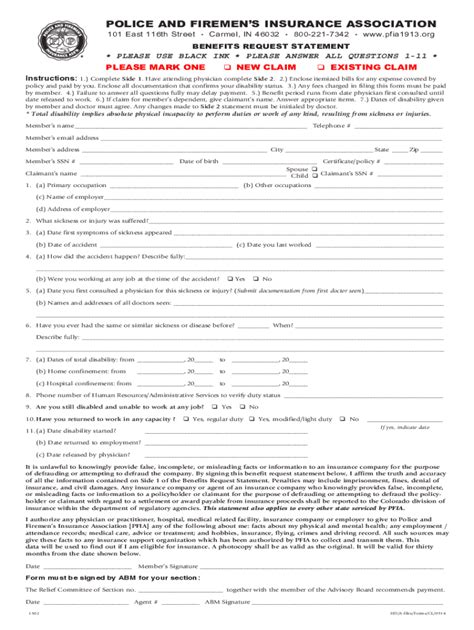 Police And Fire Insurance Claim Form 2020 2021 Fill And Sign