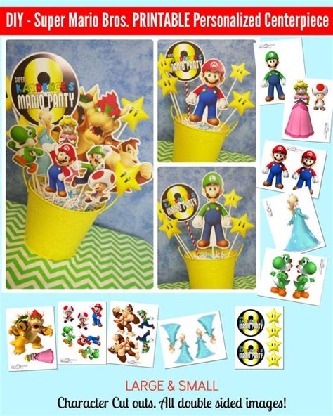 Super Mario Bros Personalized Centerpiece With Name And Age Printable