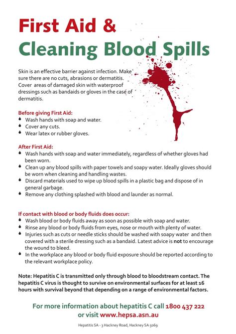 First Aid Cleaning Blood Spills By Hepatitis SA Issuu