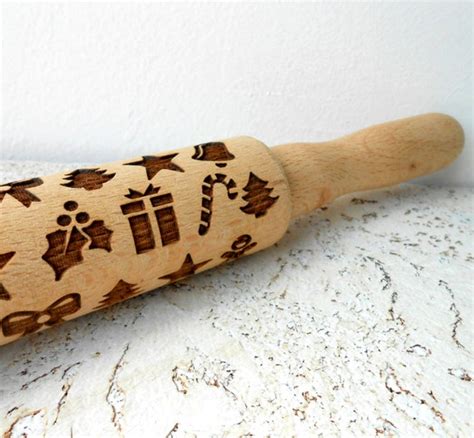 Items Similar To Embossing Rolling Pin Christmas Wooden Rolling Pin