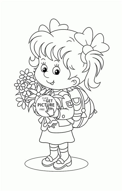 To celebrate the 100 days of school and to give you people a little break we ve got you free printable 100 days of school coloring pages. Schoolgirl First Day of School coloring page for kids ...