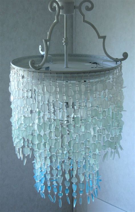 The coloring looks great with my teal. Sea Glass Chandelier Lighting Fixture Coastal Decor Blue ...