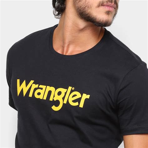 Camiseta Wrangler Básica Logo Masculina - Preto | Netshoes