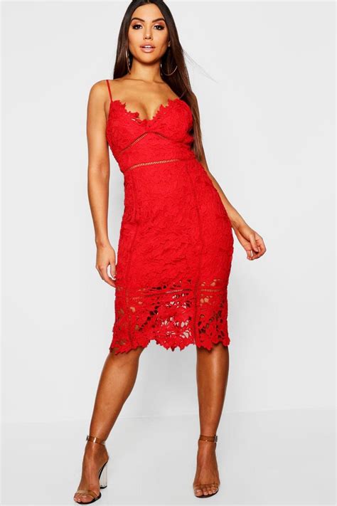 Womens Lace Panelled Open Back Midi Dress Red 6 Red Midi Dress