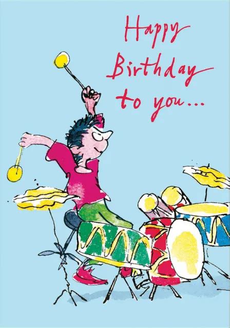 Happy Birthday To You Boy Drummer Music Drums Greeting Card By Quentin Blake Picclick