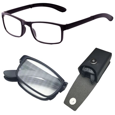 compact folding reading glasses foldable reader snap with hard carry case included black 2 25