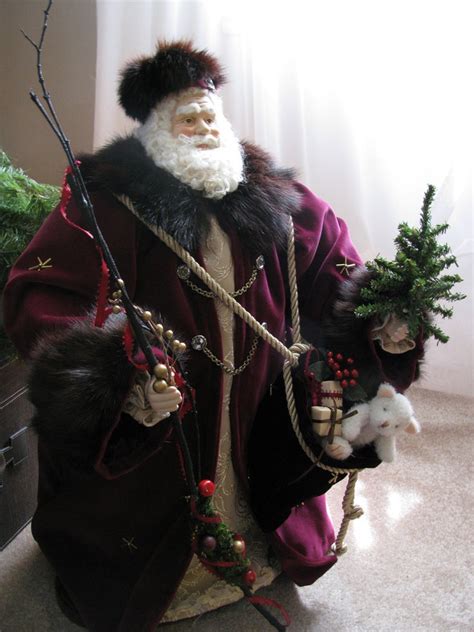 Father Christmas Doll Large Burgundy With Vintage Sable Fur Etsy