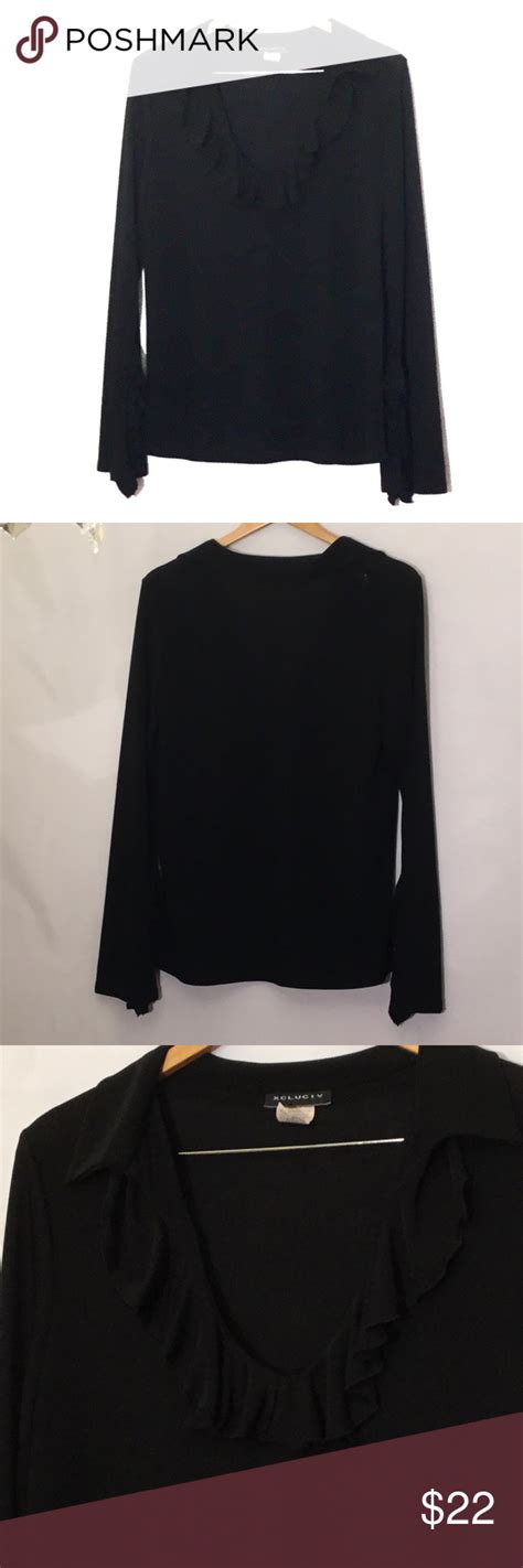 Xcluciv Black long sleeve blouse (3XL) 1X | Black blouse long sleeve, Long sleeve blouse, Black ...