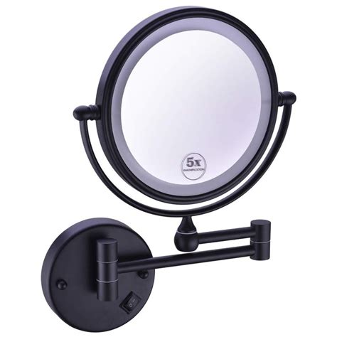Anpean 8 Inches Led Lighted Hardwired Wall Mount Makeup Mirror With 5x