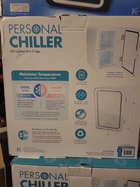 Personal Chiller Led Lighted Mini Fridge With Mirror Door White Open