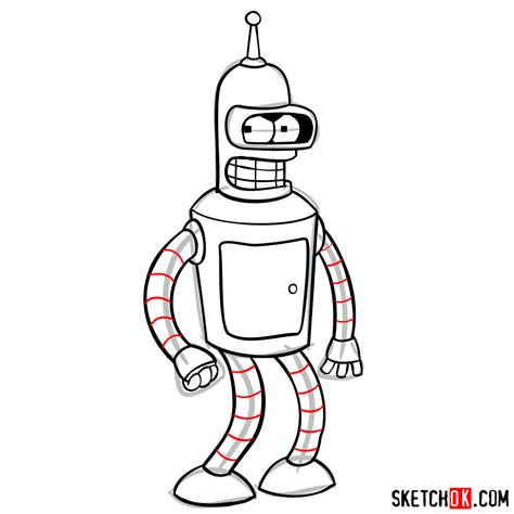 How To Draw Bender From Futurama Step By Step Sketchok