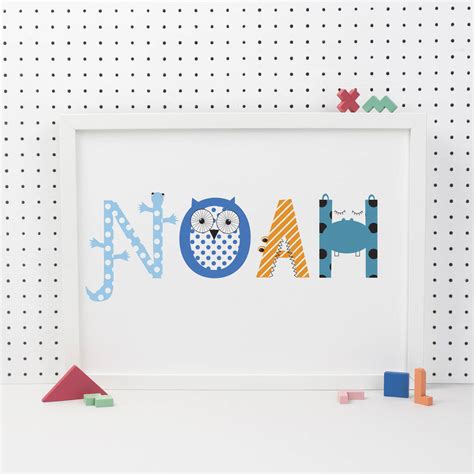 Childrens Name Print With Animal Characters By Karin åkesson Design