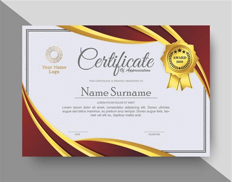 Creative Appreciation Certificate In Red And Gold 1427510 Vector Art At