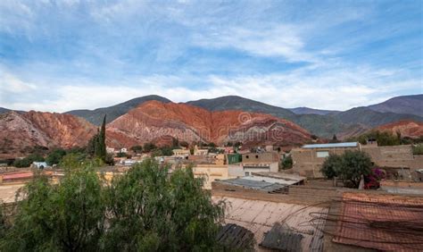 Panoramic View Of Purmamarca Town With Cerro De Los Siete Colores On