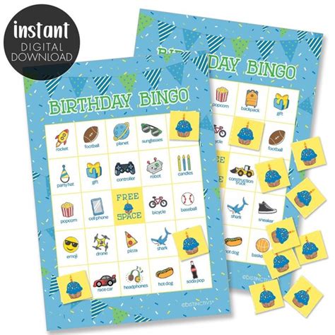 Boy Birthday Bingo Game Printable Download Bingo Game For Kids 24