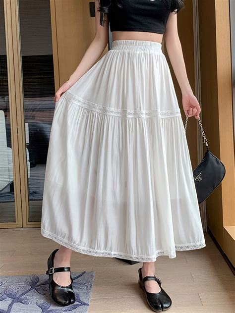 Tigena Casual Solid Long Skirt For Women Summer Korean Elegant