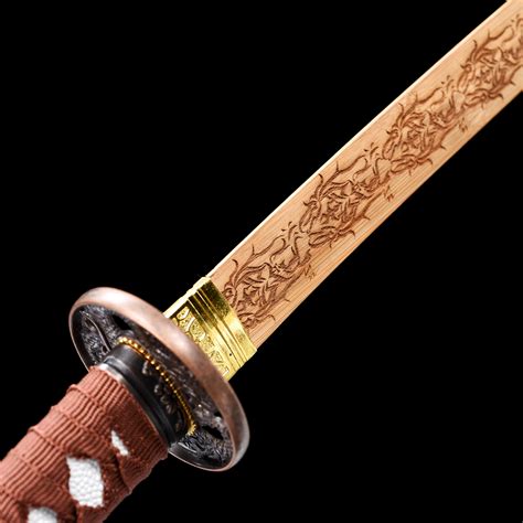 Handmade Natural Wooden Blade Unsharpened Katana Sword With Beige