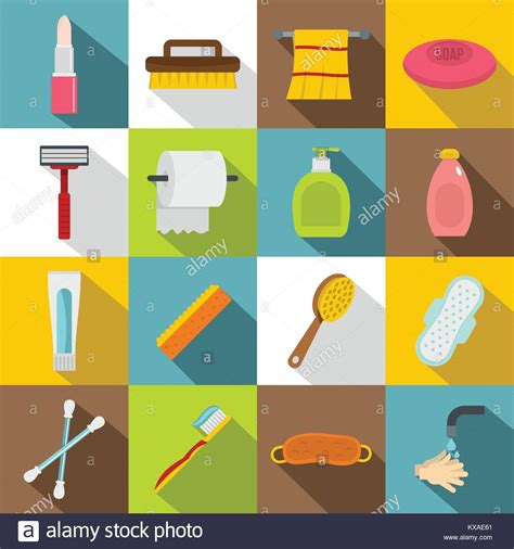 Hygiene Tools Icons Set Flat Style Stock Vector Image And Art Alamy