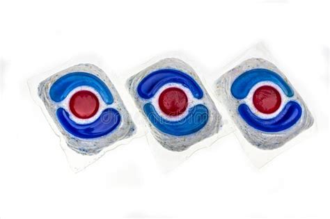 Dishwasher Detergent Tablets Red And Blue Color On Powder Choice